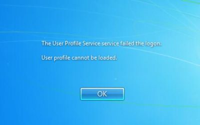 The user profile service failed the logon. User profile cannot be loaded.